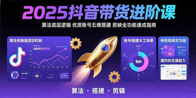 （15571期）2025抖音带货进阶课：算法底层逻辑,优质账号五维搭建,剪映全功能速成指南