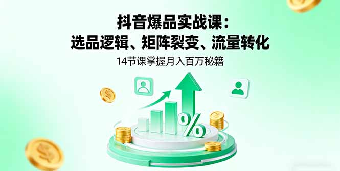 （16112期）抖音爆品实战课：选品逻辑、矩阵裂变、流量转化，14节课掌握月入百万秘籍