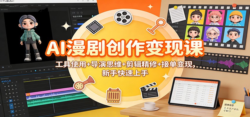 AI漫剧创作变现课:工具使用+导演思维+剪辑精修+接单变现,新手快速上手