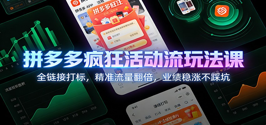 拼多多疯狂活动流玩法课:全链接打标,精准流量翻倍,业绩稳涨不踩坑