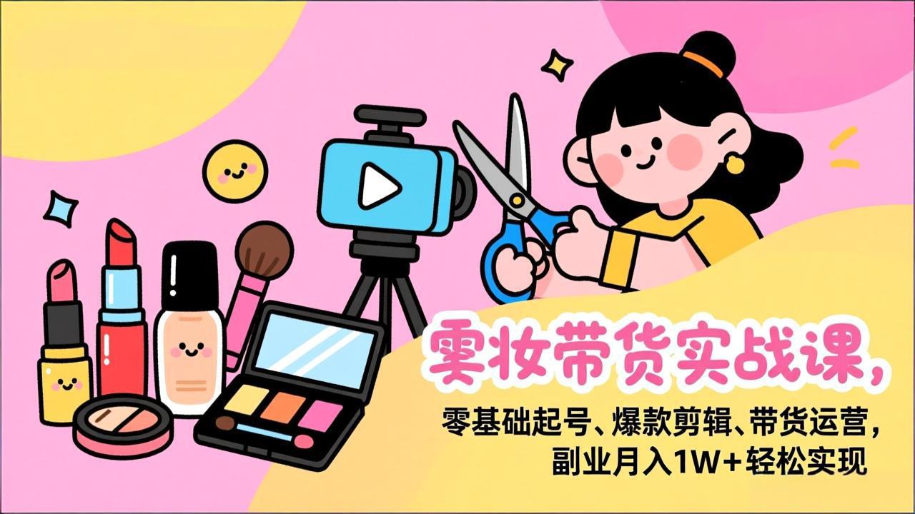 （17189期）美妆带货实战课，零基础起号、爆款剪辑、带货运营，副业月入1W+轻松实现