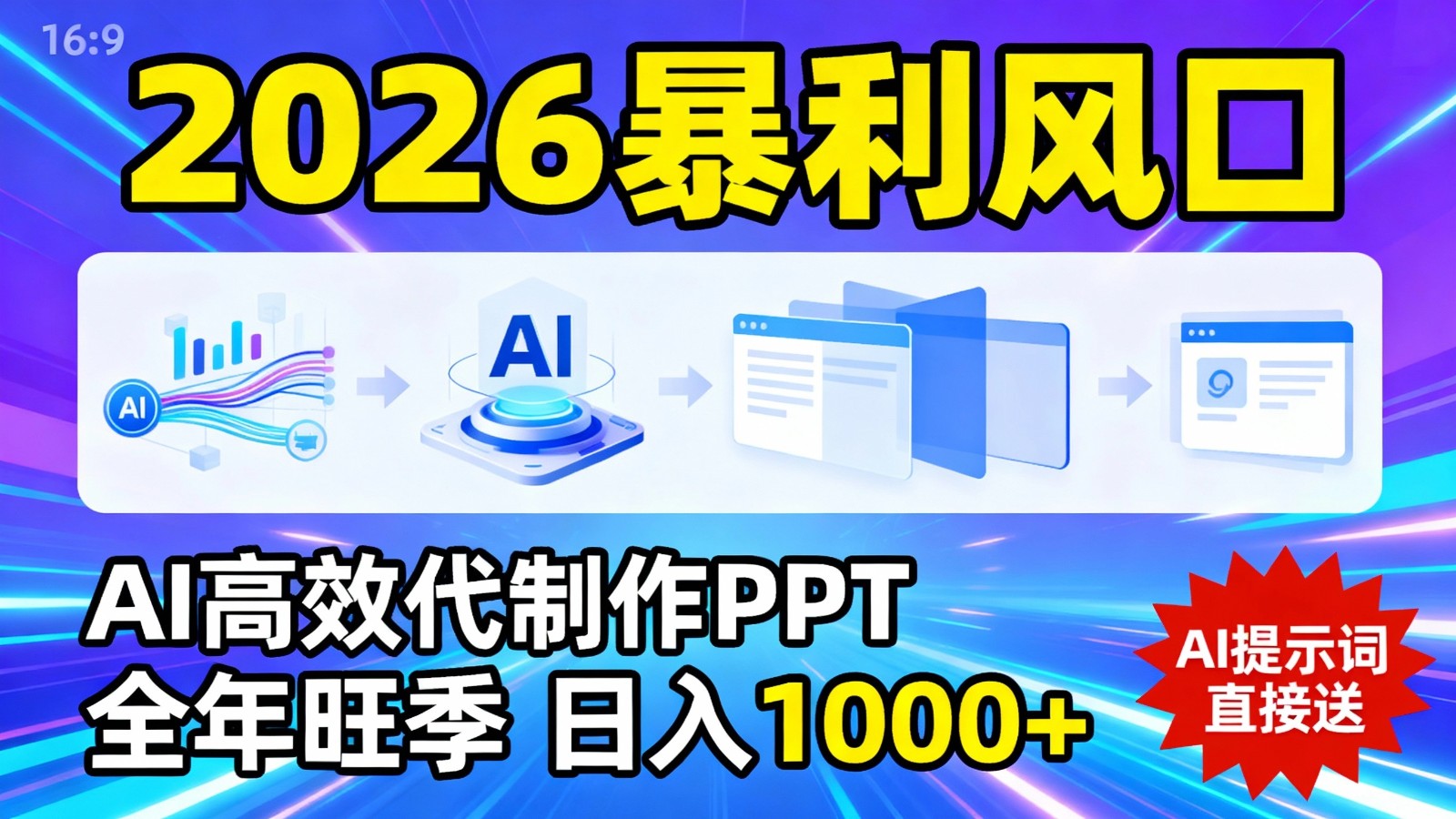 2026暴利！用AI高效代制作 PPT，全年旺季，日入 1000+，提示词直接送！