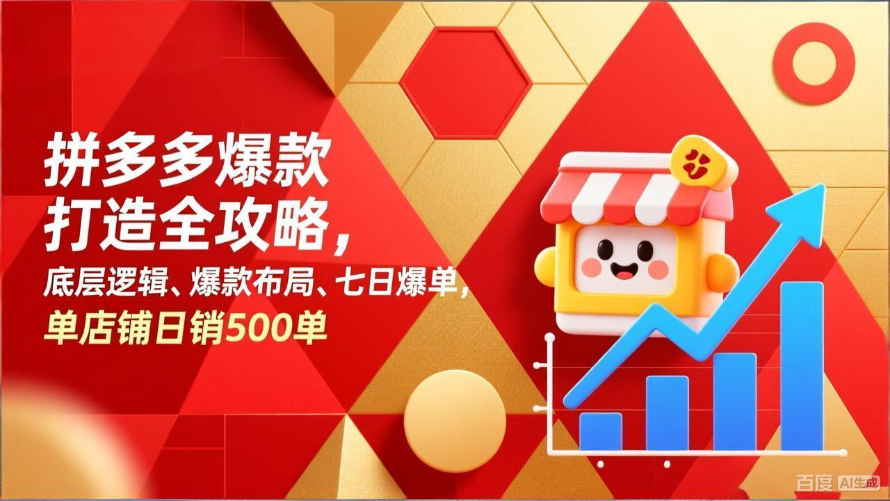 （17346期）拼多多爆款打造全攻略，底层逻辑、爆款布局、七日爆单，单店铺日销500单