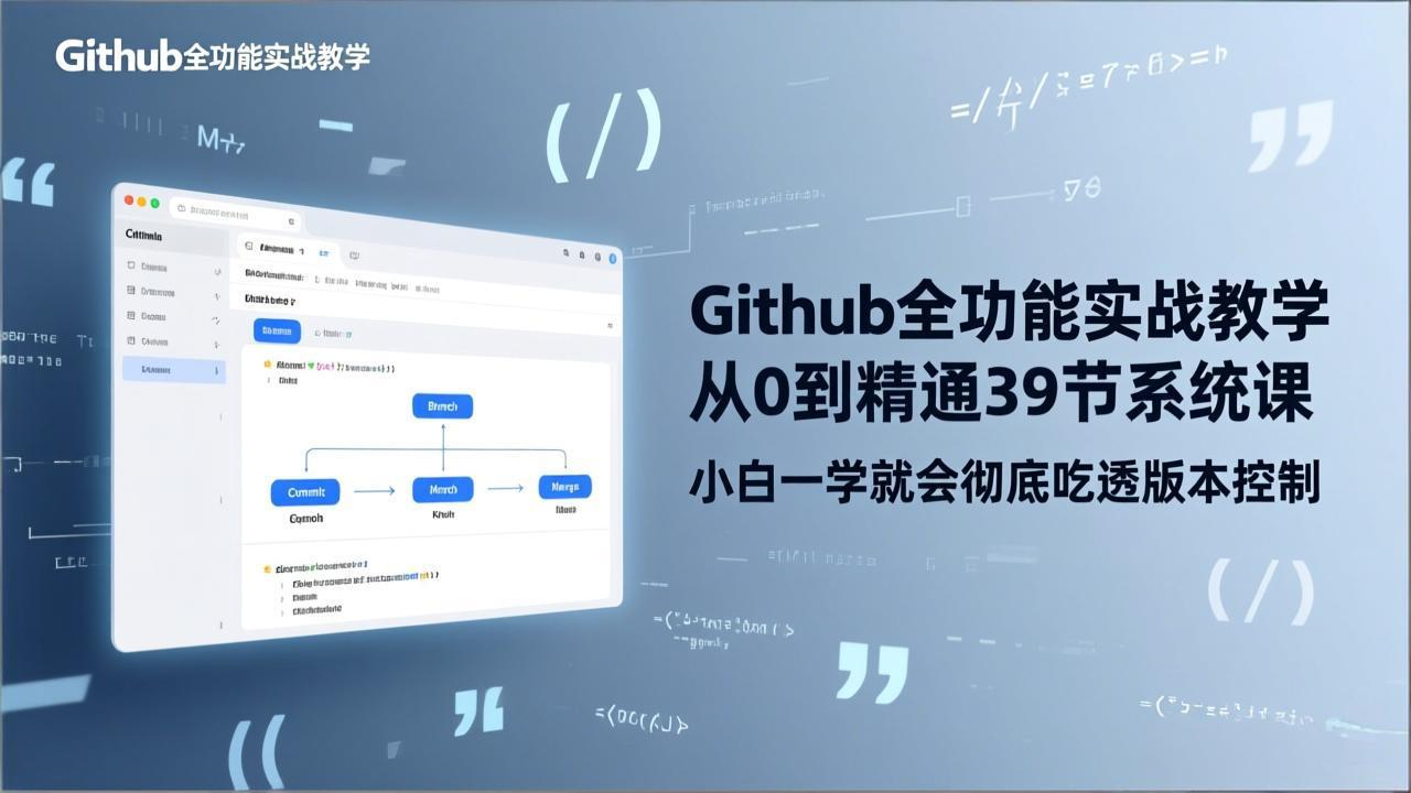 （17501期）GitHub-全功能实战教学，从0到精通39节系统课，小白一学就会彻底吃透版本控制