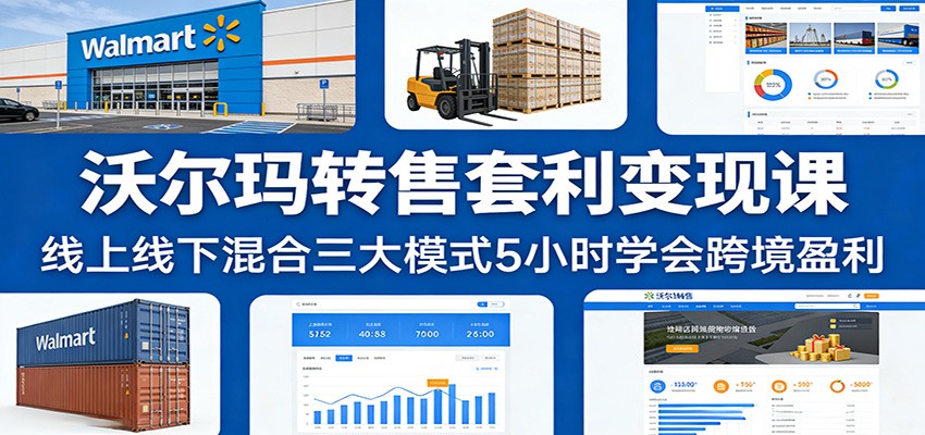 沃尔玛转售套利变现课：线上线下混合三大模式5小时学会跨境盈利