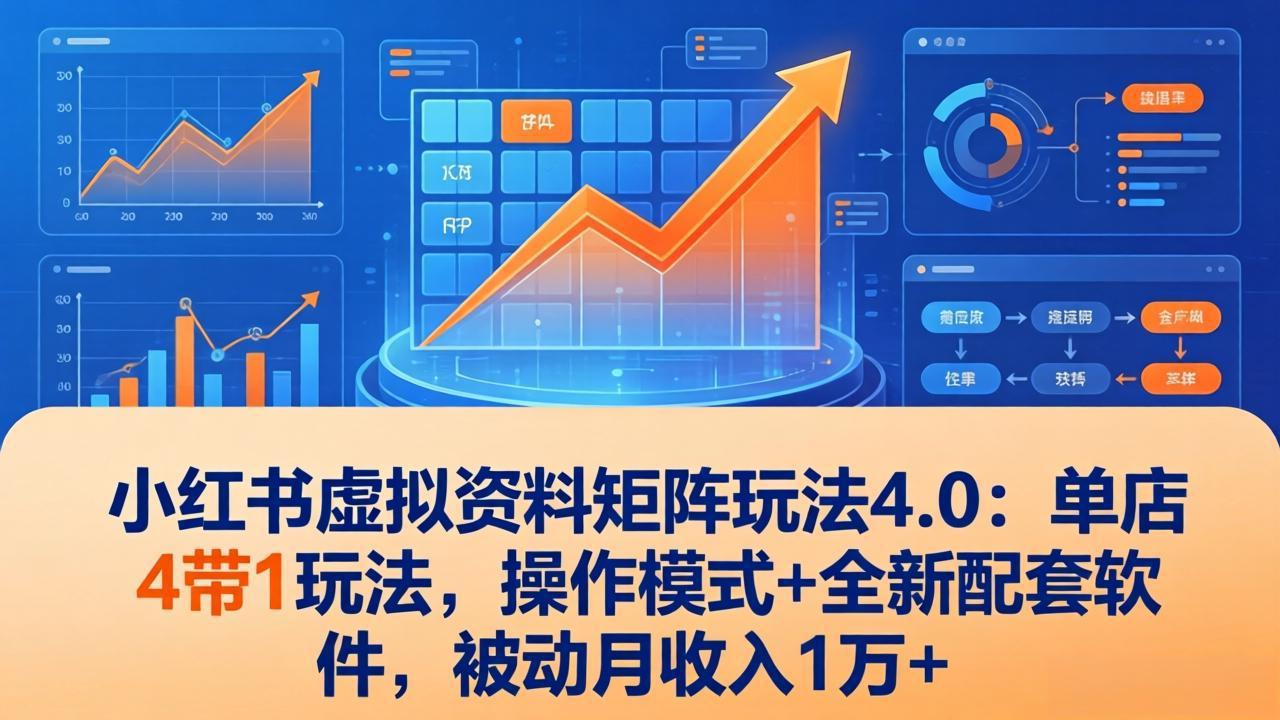 (17730期)小红书虚拟资料矩阵玩法4.0:单店4带1玩法,操作模式+全新配套软件,被动月收入1万+