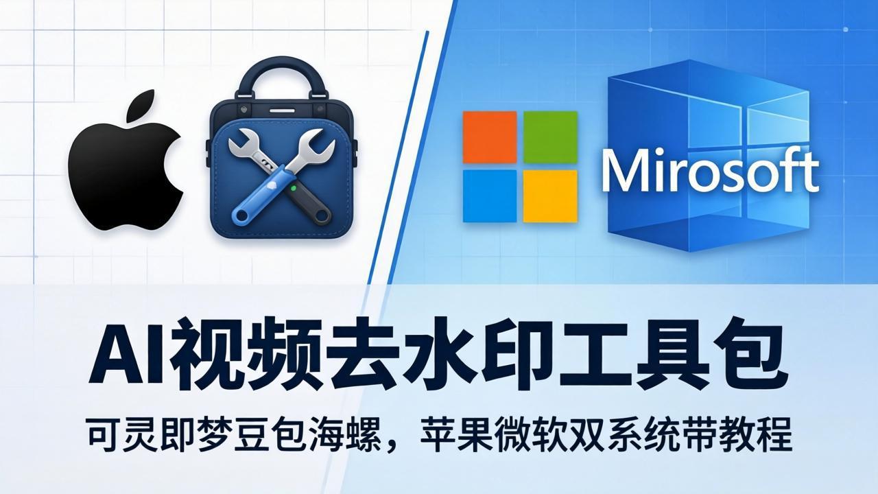 （18073期）AI视频去水印工具包：可灵即梦豆包海螺，苹果微软双系统带教程