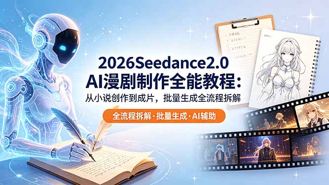 （18537期）2026Seedance2.0 AI制作全能教程：从小说创作到成片，批量生成全流程拆解