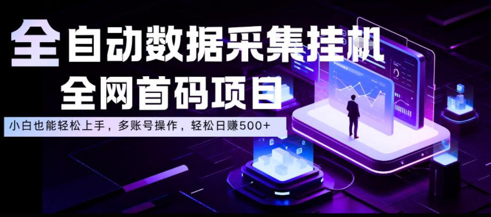 全自动数据采集挂G，全网首码项目，简单易操作，小白也能轻松上手，多账号操作，轻松日入500+