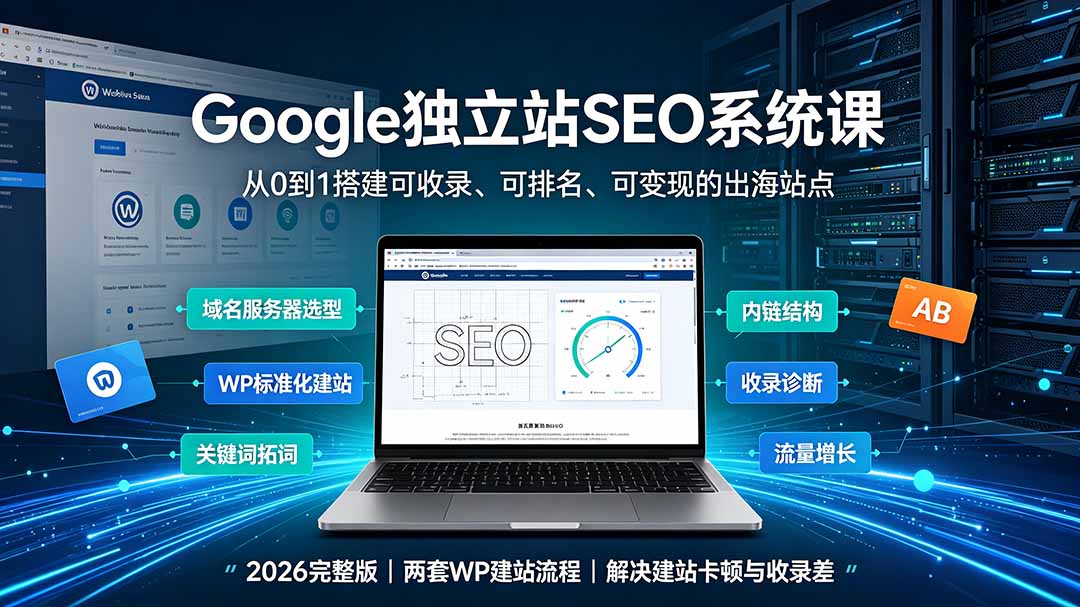 （19426期）Google独立站SEO-7月系统课：出海基建×WordPress建站×AI内容生产×站内外优化×Search Console×AdSense变现
