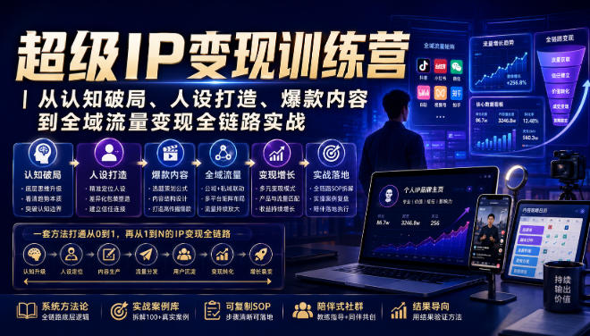 超级IP变现训练营|从认知破局、人设打造、爆款内容到全域流量变现全链路实战