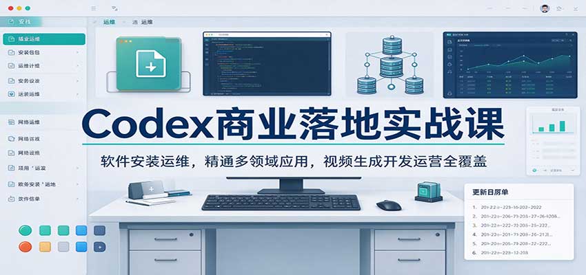Codex商业落地实战课:软件安装运维,精通多领域应用,视频生成开发运营全覆盖