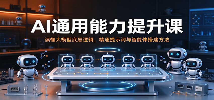 AI通用能力提升课：读懂大模型底层逻辑，精通提示词与智能体搭建方法