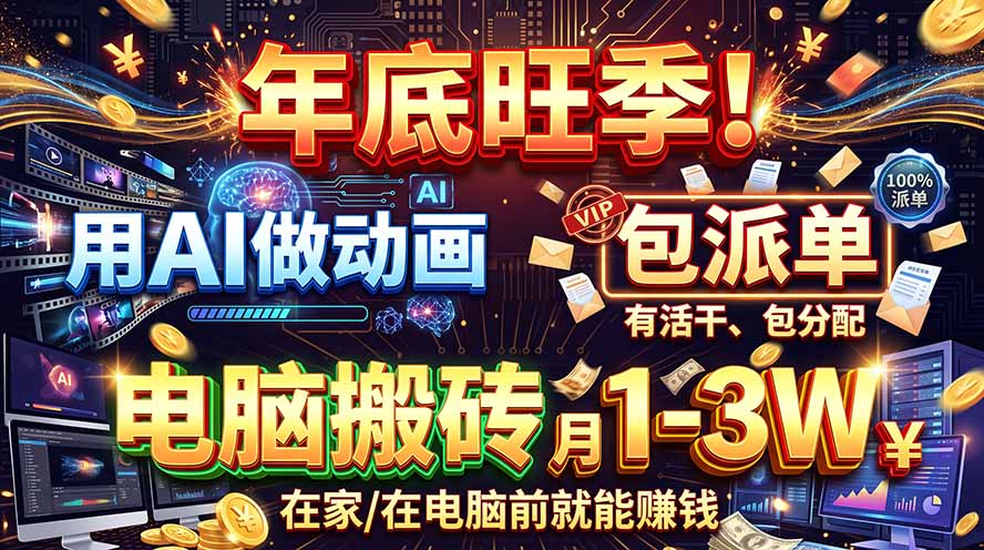 （20974期）AI代做动画，旺季捡钱！一单500-1000+，提供做单渠道，新手可做！