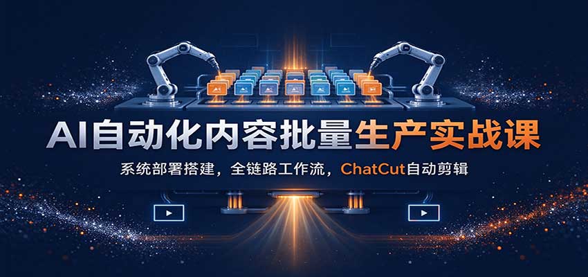 AI自动化内容批量生产实战课:系统部署搭建,全链路工作流,ChatCut自动剪辑