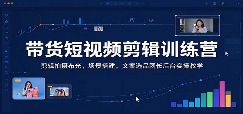 带货短视频剪辑训练营:剪辑拍摄布光,场景搭建,文案选品团长后台实操教学